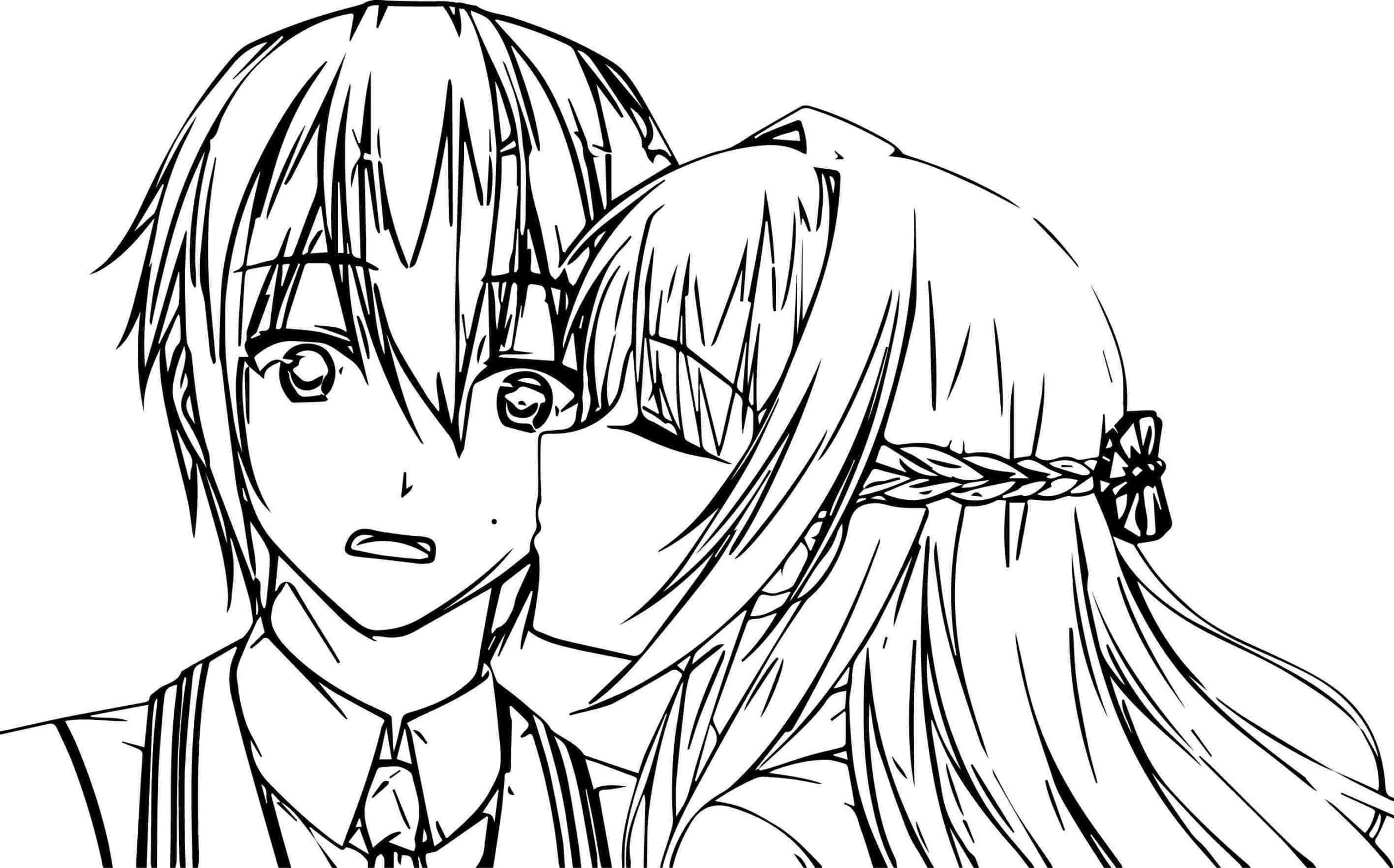 Anime Boy And Girl Coloring Pages - HD Wallpaper 