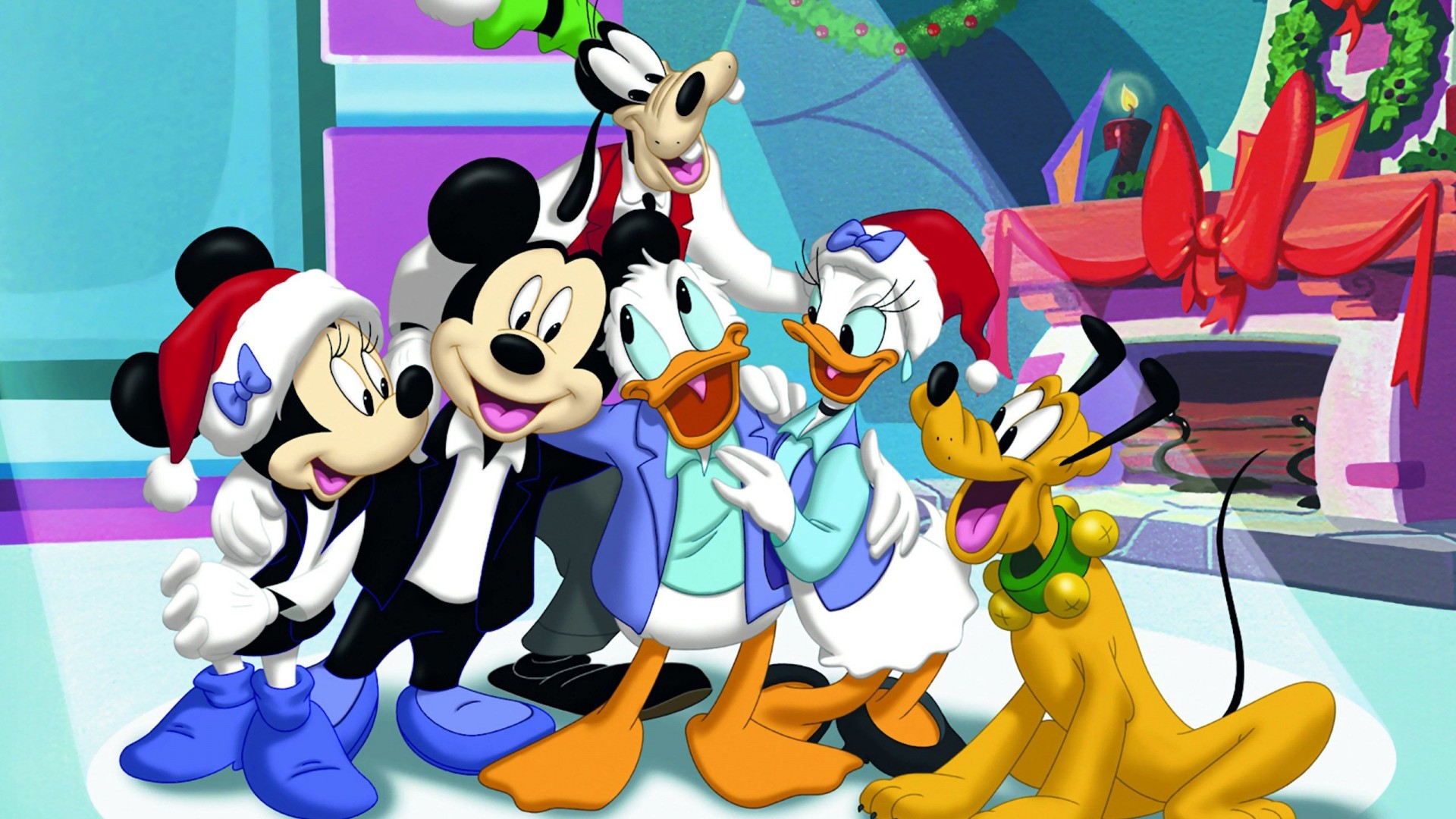 Mickey Mouse Celebrate Christmas - HD Wallpaper 