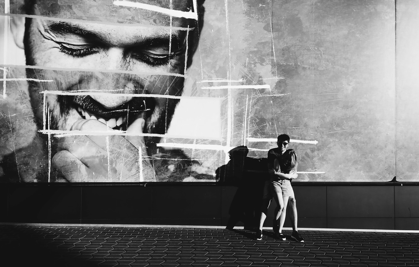 Photo Wallpaper Greens, Love, Mood, Laughter, Tattoo, - Monochrome - HD Wallpaper 