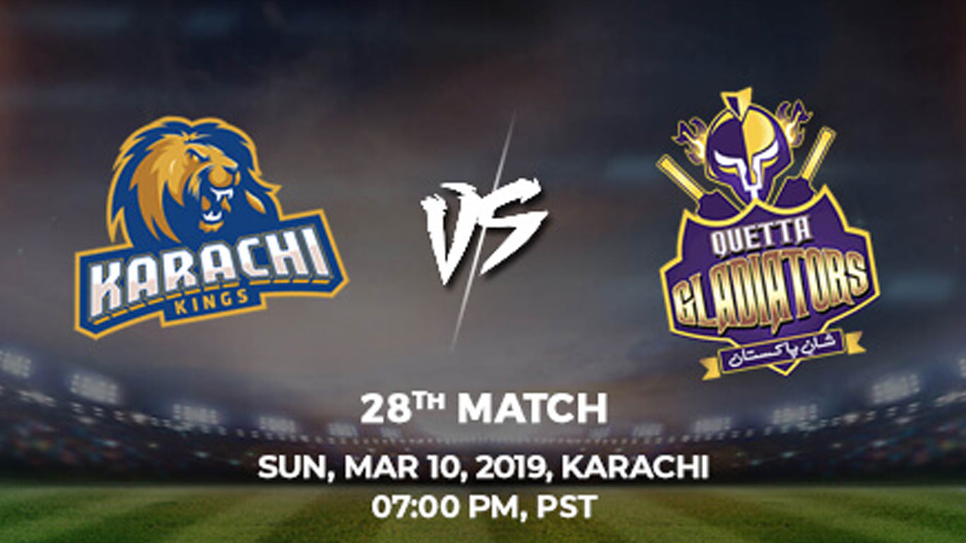 28th Match, Karachi Kings Vs Quetta Gladiators, Today - Quetta Gladiators Vs Peshawar Zalmi 2019 - HD Wallpaper 