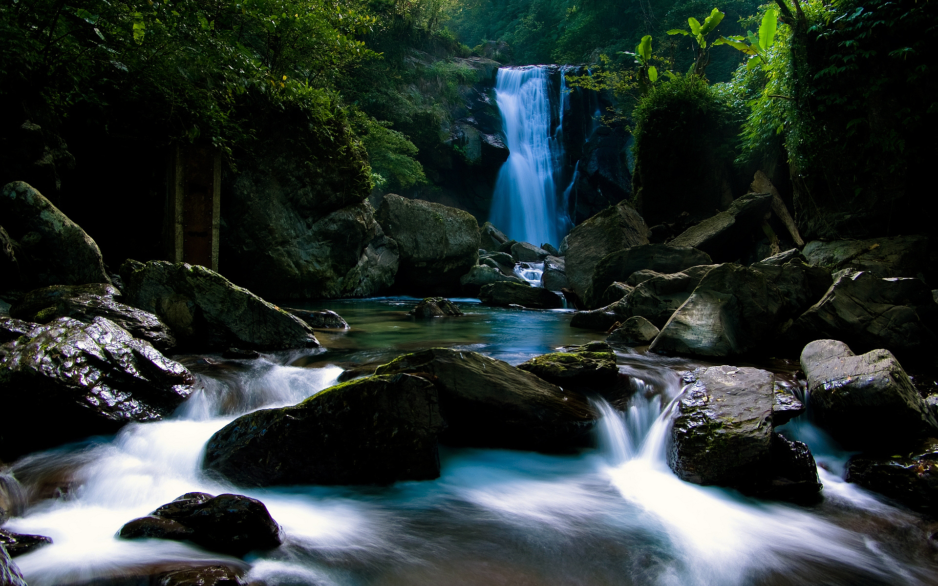 01543 Falls - Forest Waterfall - HD Wallpaper 