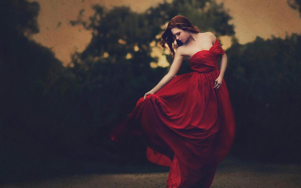 Beautiful Red Dress Girl, Dusk Wallpaper,beautiful - Girl In Red Dress Hd - HD Wallpaper 