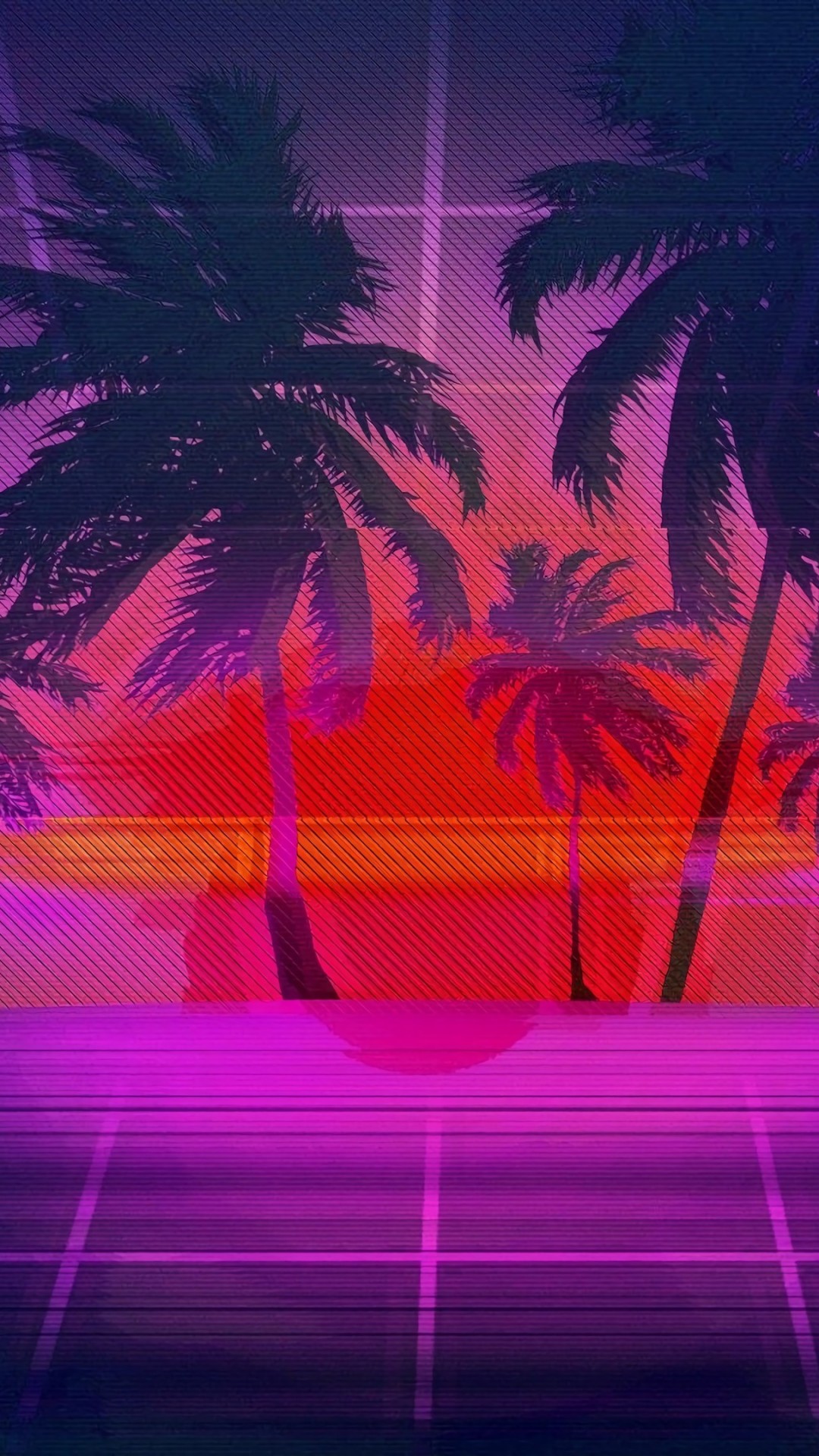 Vaporwave Palm Tree Background - HD Wallpaper 