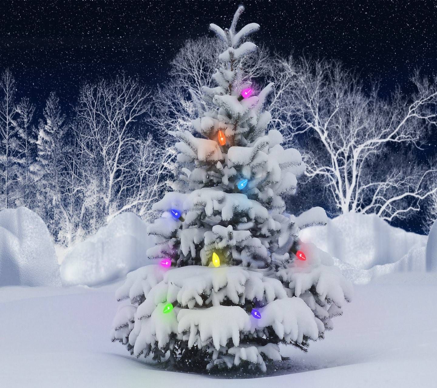 Christmas Tree Snow Wallpaper Hd - HD Wallpaper 
