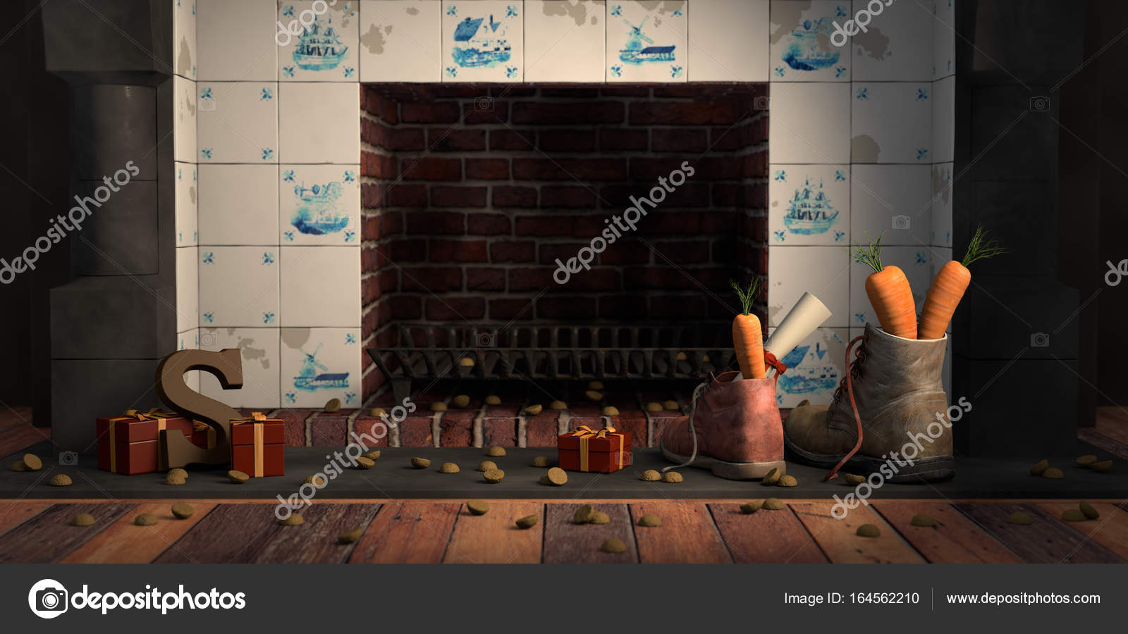 Sinterklaas Shoes In Front Of A Fireplace - HD Wallpaper 