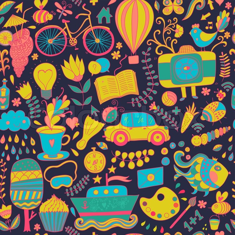 Kids Doodles Pattern - HD Wallpaper 