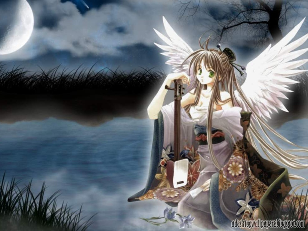 Angel Anime Desktop Wallpapers, Pc Wallpapers, Free - Angel In The River - HD Wallpaper 