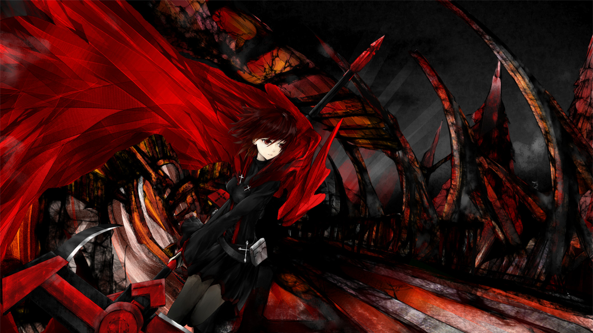 Red And Black Rose Wallpapers 18 Desktop Background - Red And Black Anime - HD Wallpaper 