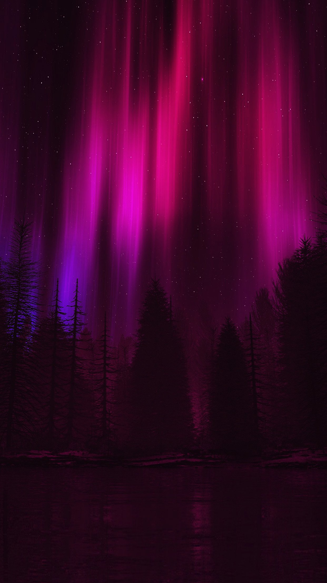 Aurora Night Sky Dark Red Nature Art Android Wallpaper - Black And Colored Iphone - HD Wallpaper 