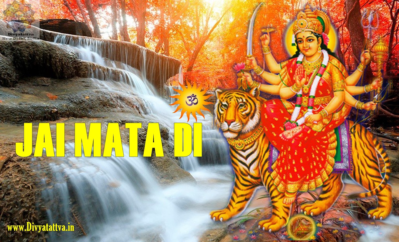 Maa Durga Hd Wallpaper 1080p 2017, Best Images Of Maa, - Mural Wallpaper  Waterfall In The Autumn - 1600x974 Wallpaper 