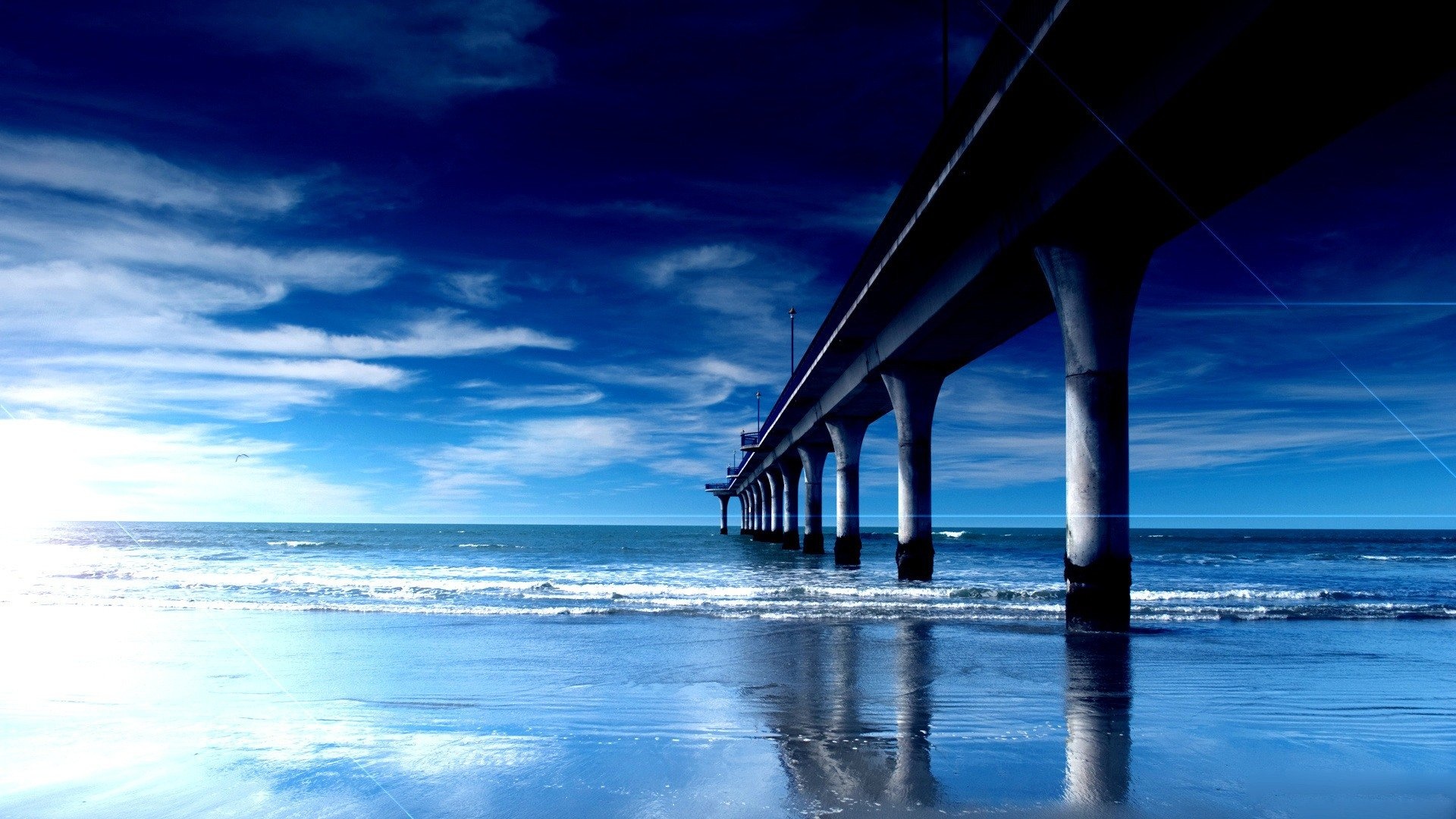 Blue Sea Scenery - HD Wallpaper 
