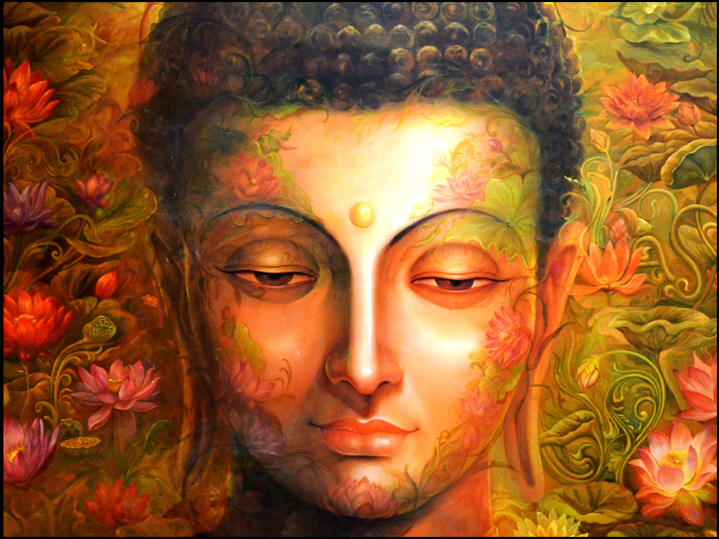 Buddha Acrylic Painting On Canvas - HD Wallpaper 