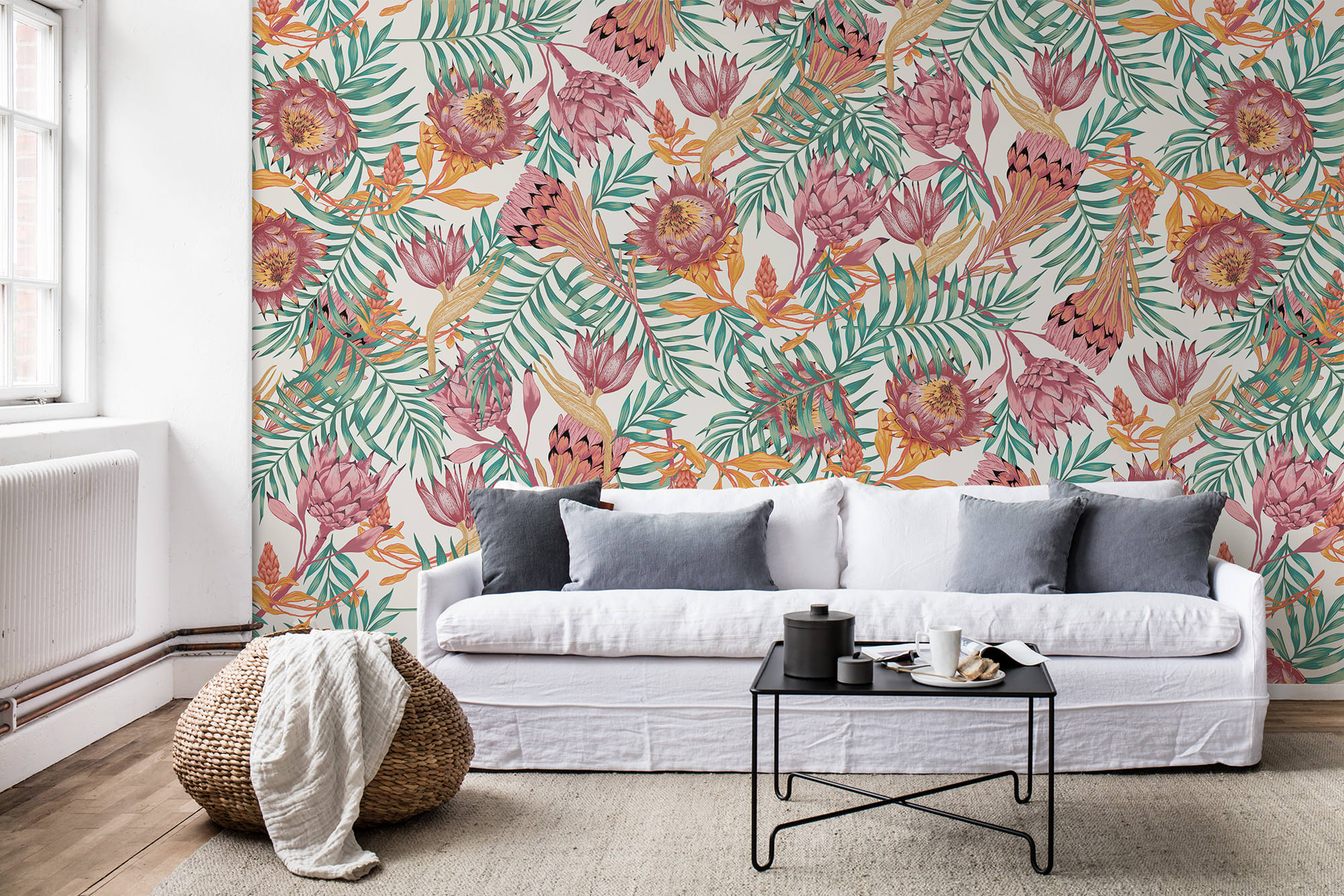 Concrete Wall Living Room Wood - HD Wallpaper 