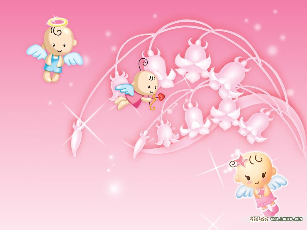 Pink Valentine Wallpaper - Pink Background With Angels - HD Wallpaper 