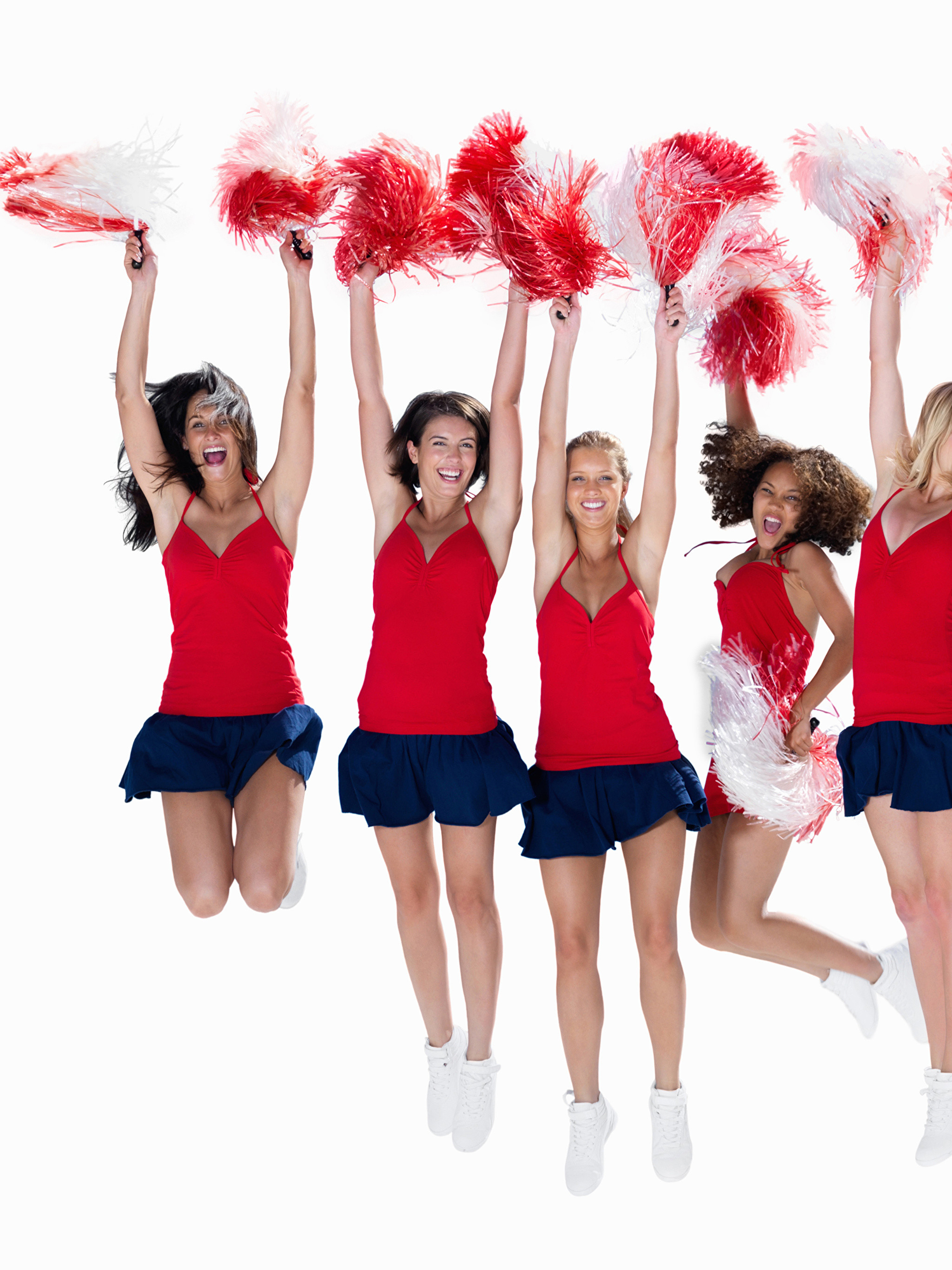 Wallpapers Cheerleader Girls Jump Uniform Many White - Banners In Cheerdance - HD Wallpaper 