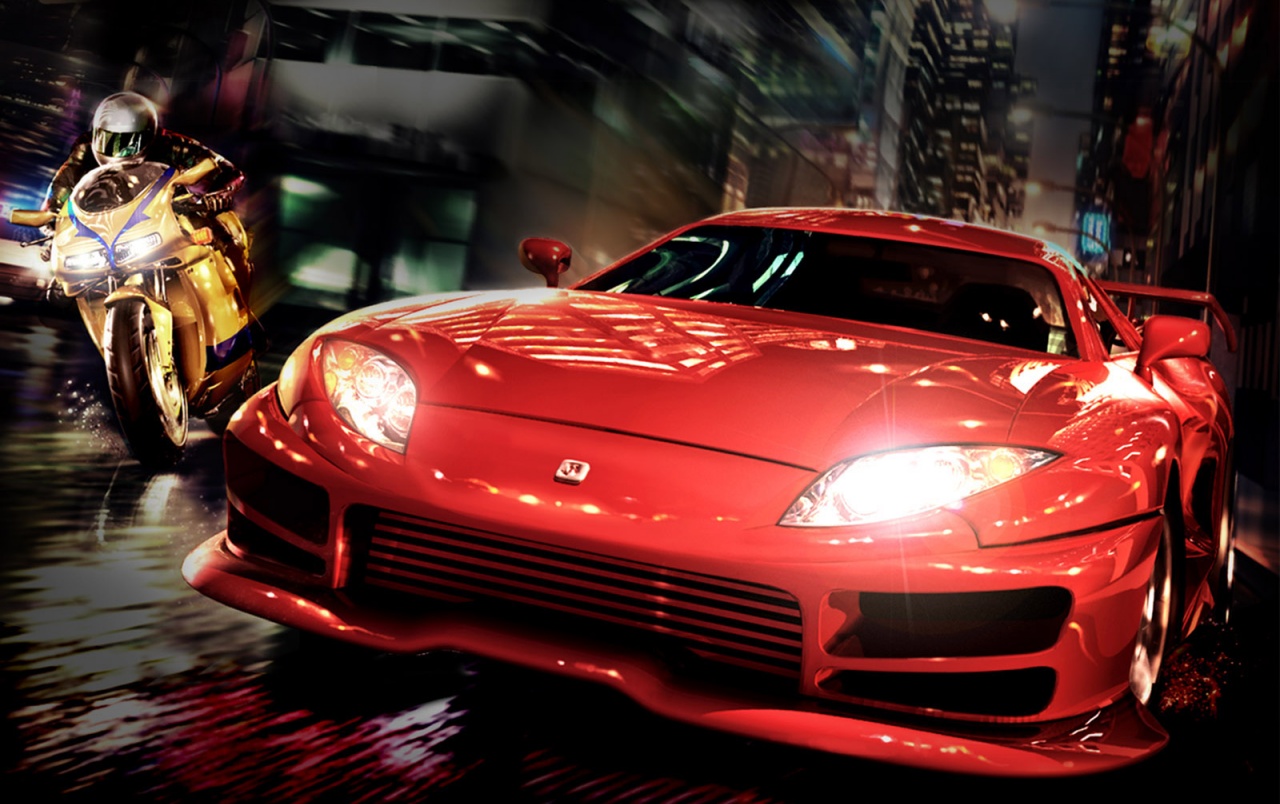 Bike Vs Red Car Wallpapers - Cars Wallpapers High Resolution - HD Wallpaper 