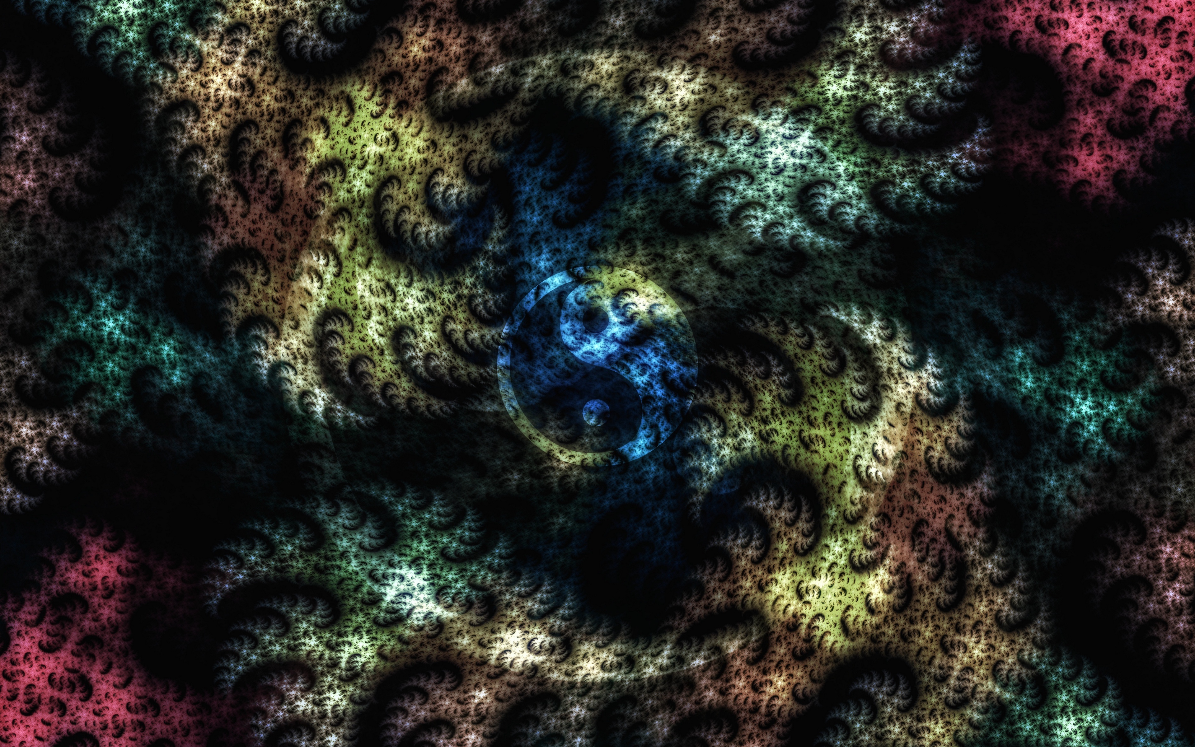Wallpaper Fractal, Yin-yang, Patterns, Lines, Spots - Yin Yang - HD Wallpaper 
