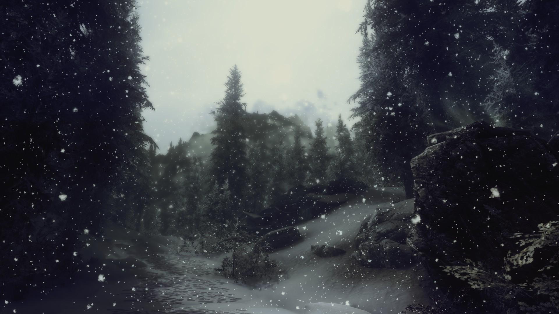 Snowy Skyrim Hd Wallpaper - Skyrim Snow - HD Wallpaper 