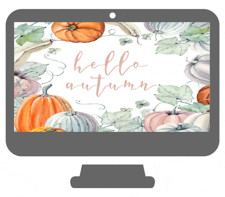 Hello Autumn Watercolor Fall Wallpaper For Your Computer - Watercolor Fall Wallpaper Desktop - HD Wallpaper 