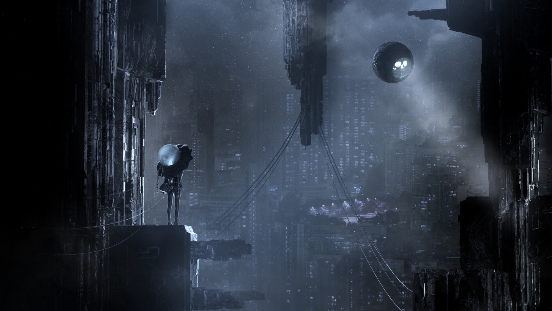 Wallpaper City, Futurism, Cyberpunk, Sci-fi, Dark - Dark Sci Fi Phone - HD Wallpaper 