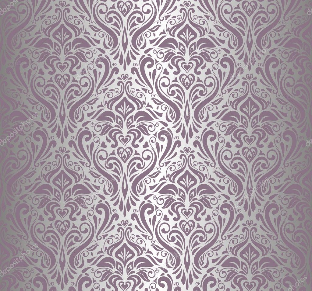 Purple And Silver Damask - HD Wallpaper 