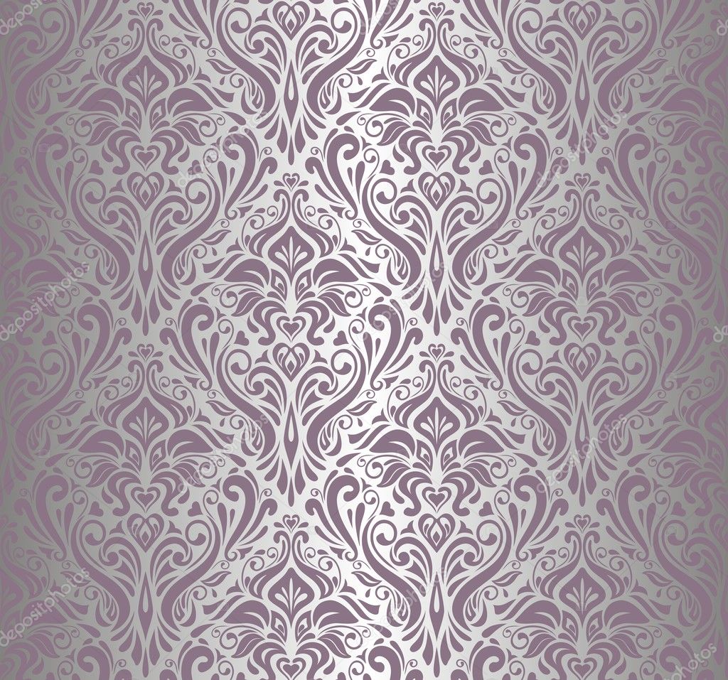 Purple And Silver Damask - HD Wallpaper 