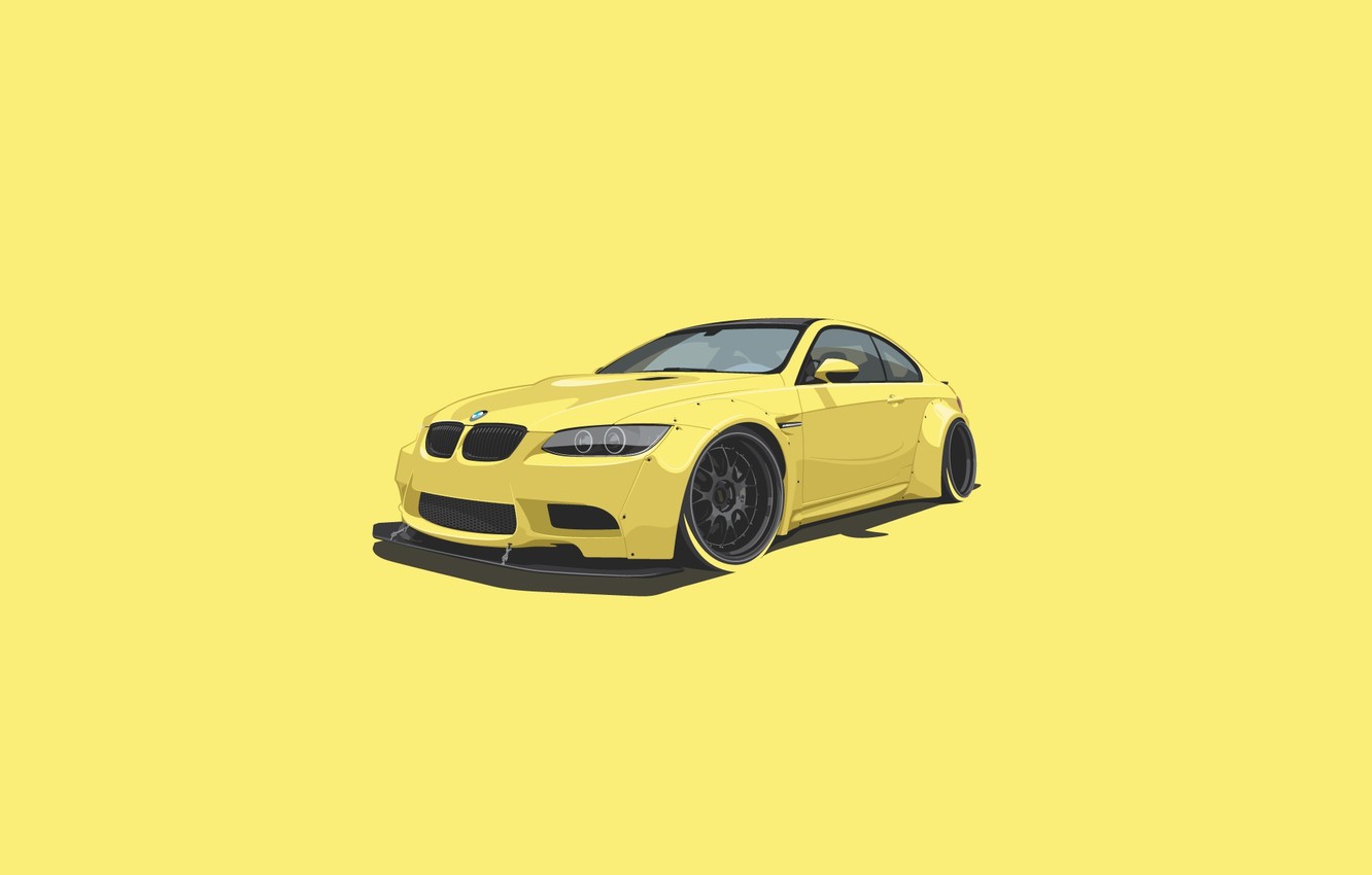 Photo Wallpaper Bmw, Car, Yellow, Minimalistic - Minimalistic Car - HD Wallpaper 