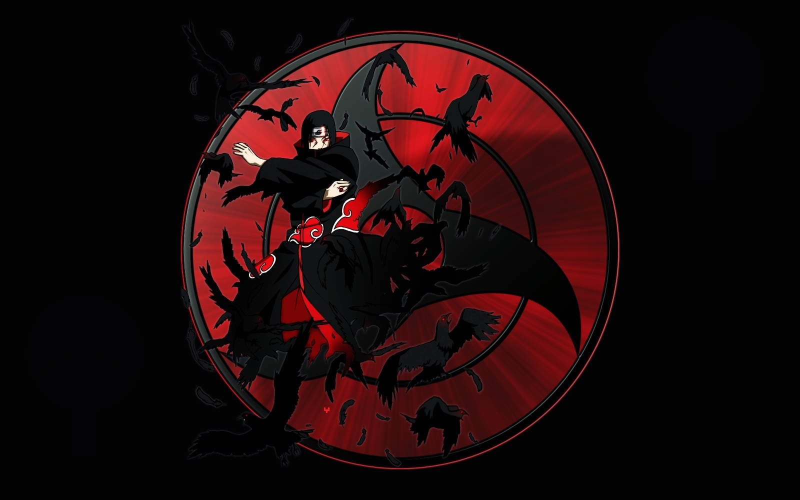 Itachi Sharingan With Crows - HD Wallpaper 