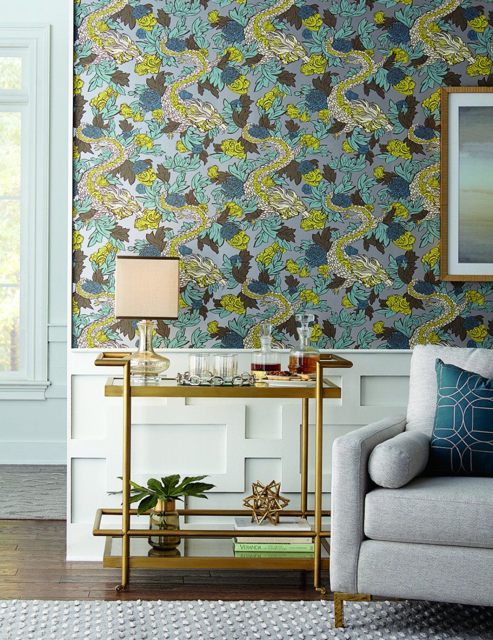Teal Wallpaper Living Room Ideas - HD Wallpaper 