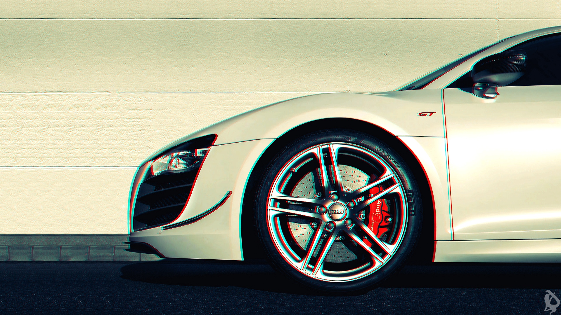 Wallpaper Audi R8 Anaglyph 3d Car - HD Wallpaper 
