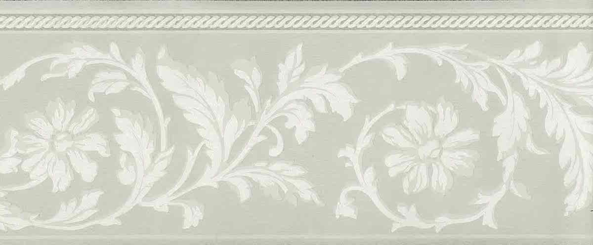 Green Cream Floral Wallpaper Border, Taupe, Off-white, - Wallpaper - HD Wallpaper 