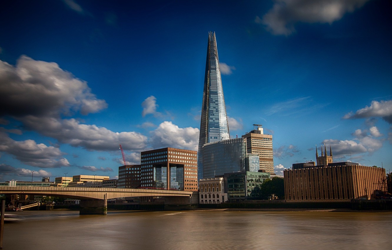 Photo Wallpaper Bridge, River, Building - Skyscraper - HD Wallpaper 