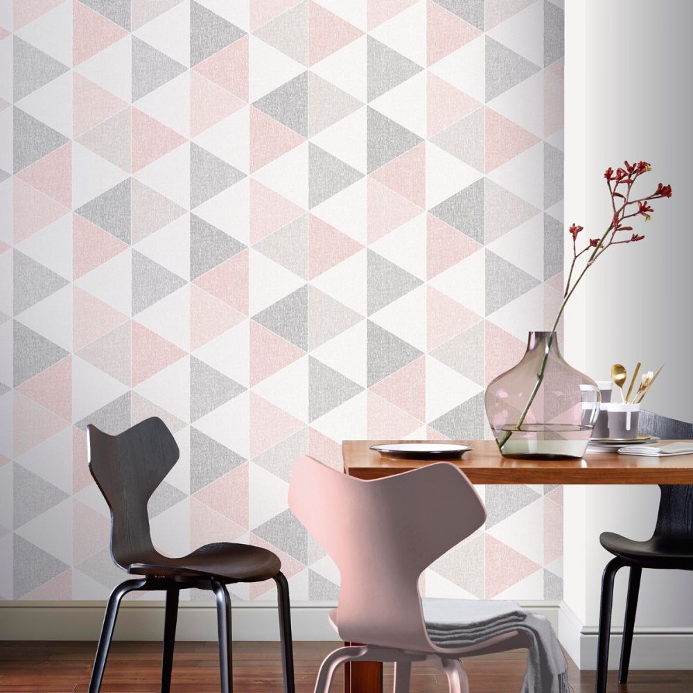 Pink And Grey Feature Wall - HD Wallpaper 