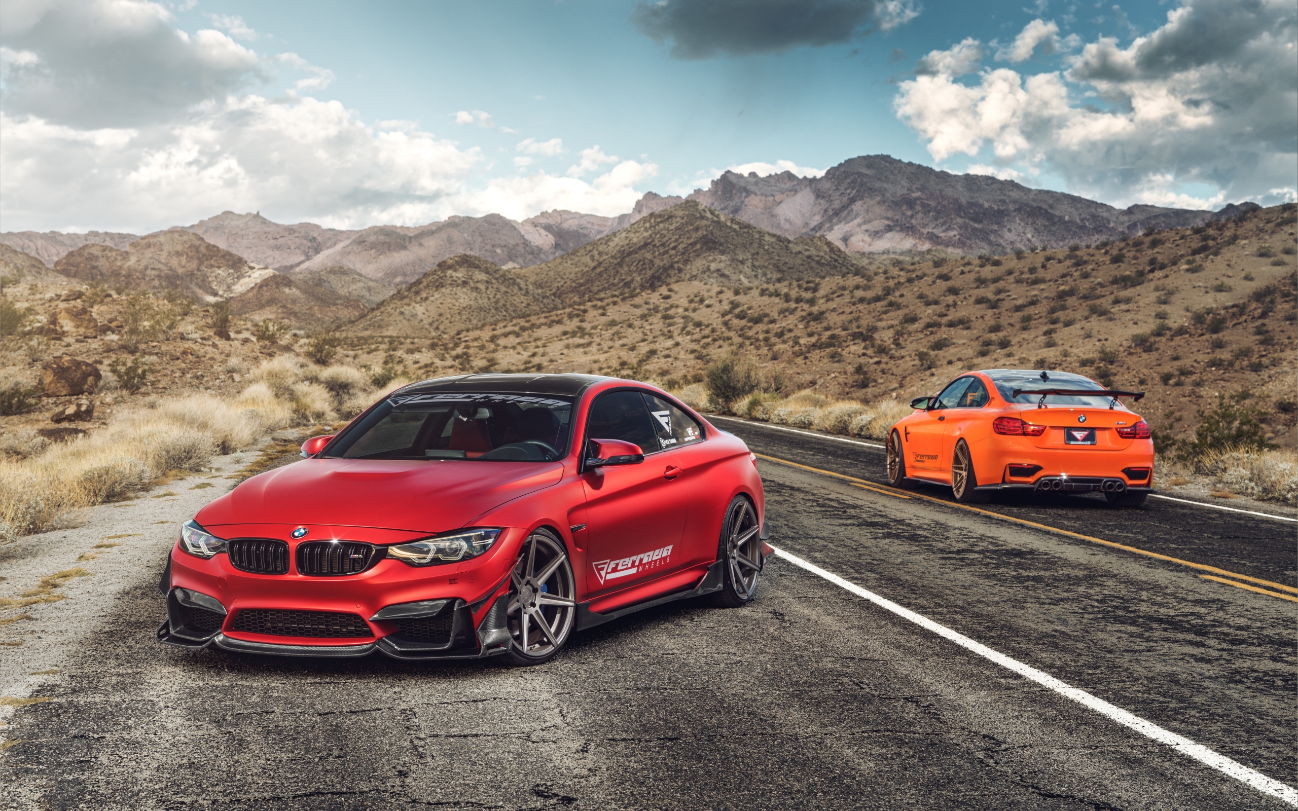 Wallpaper Of Bmw M4, Orange, Car, Red, Sport Car Background - Bmw M4 On Ferrada Wheels - HD Wallpaper 