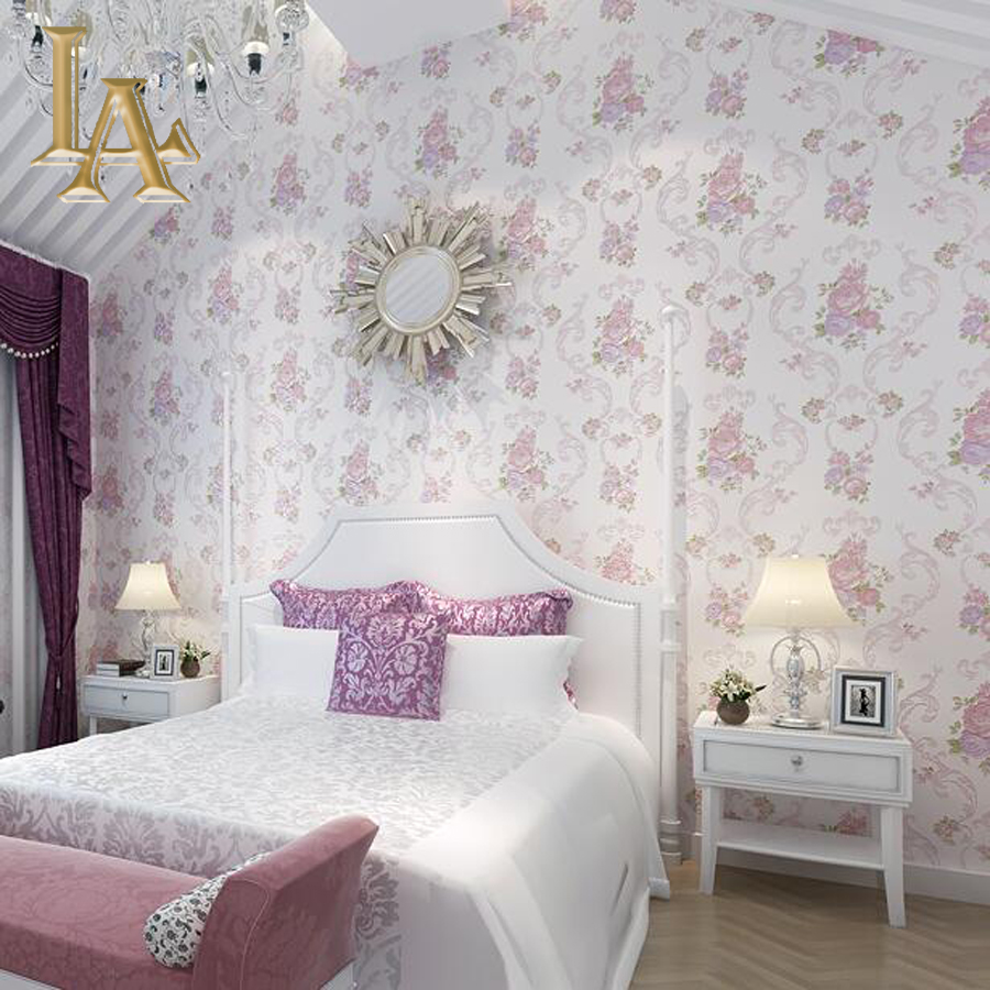 Compare Prices On Purple Bedroom Wallpaper Online Shopping - Purple Flower Wallpaper Bedroom - HD Wallpaper 