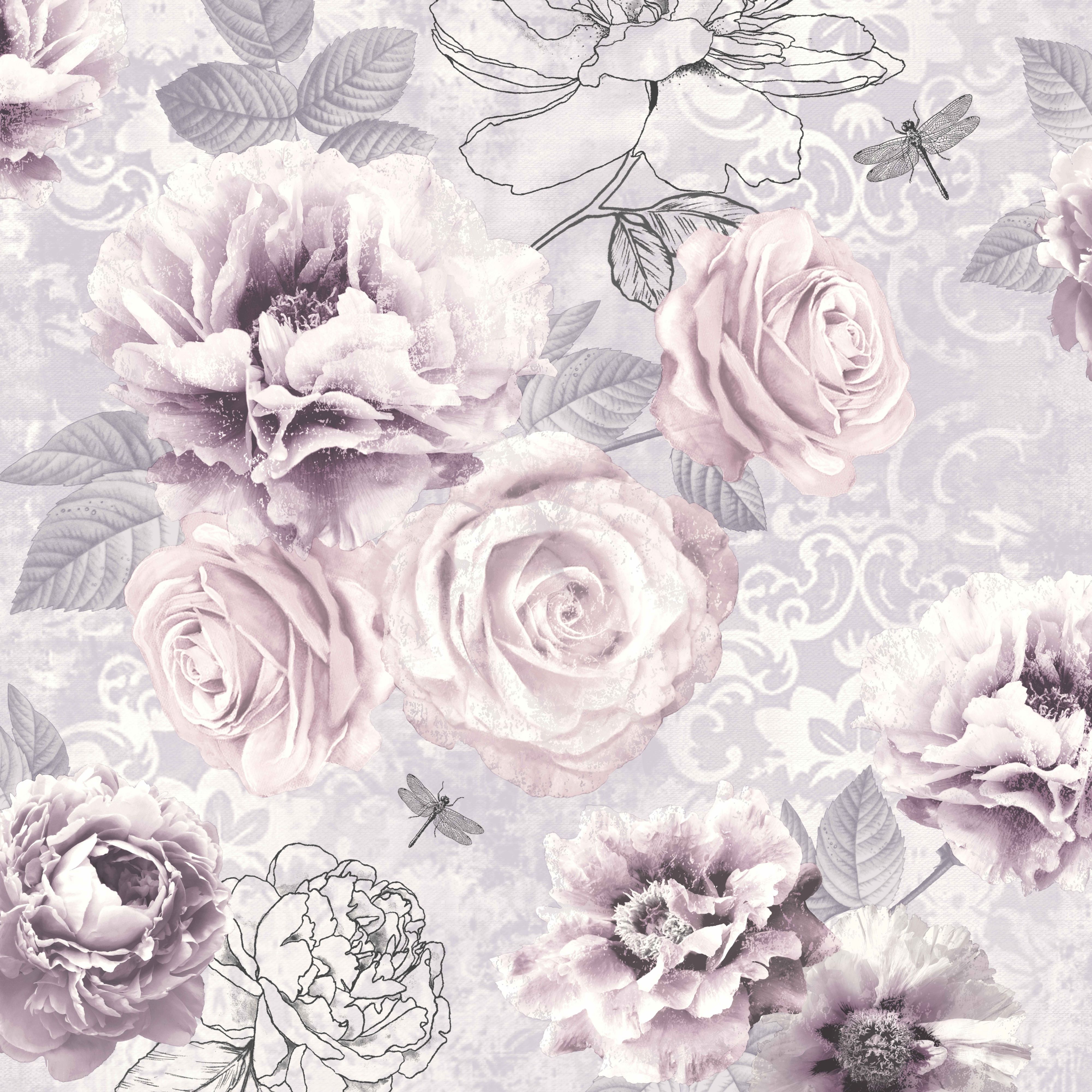 Pink And Grey Flower - HD Wallpaper 