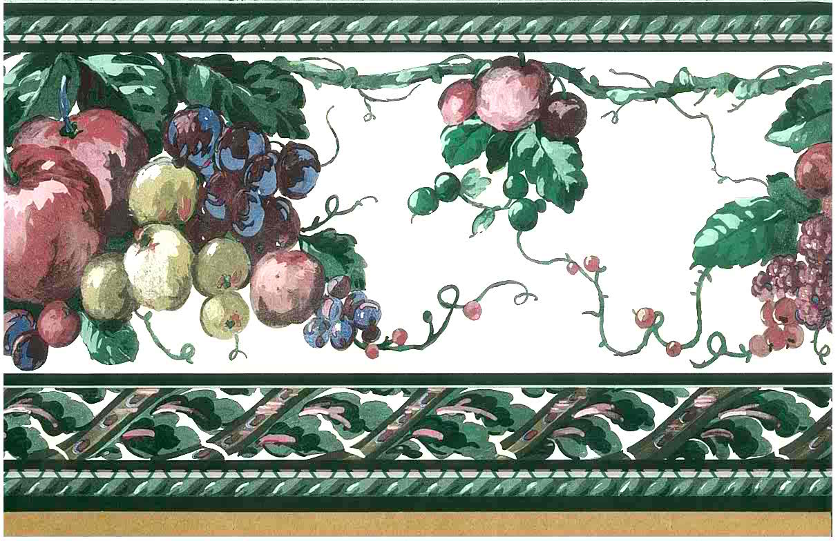 Fruit Kitchen Wallpaper Border, Purple, Green, Off-white, - Grape - HD Wallpaper 