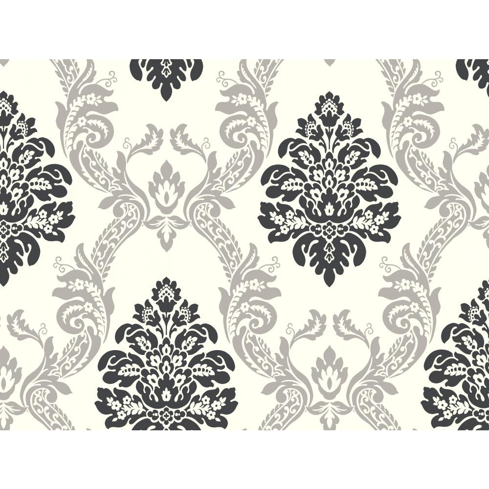 Damask Grey And White - HD Wallpaper 
