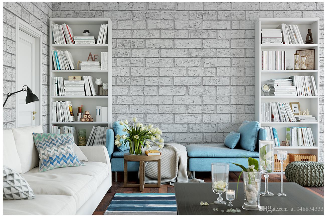 Grey Brick Living Room - HD Wallpaper 
