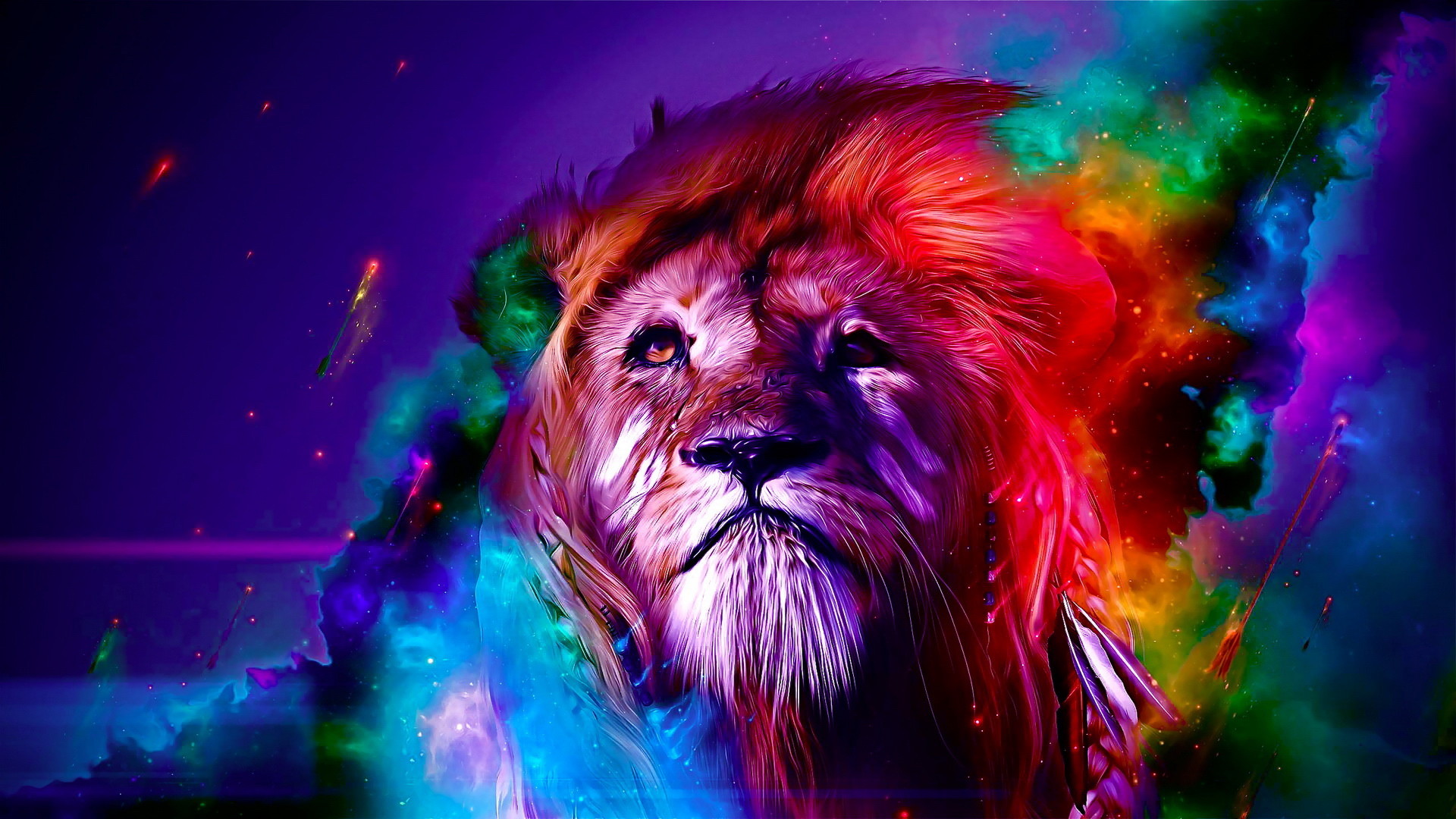 Color Lion Creative Desktop Wallpaper 1920ã1080 
 - Colorful Lion Background - HD Wallpaper 