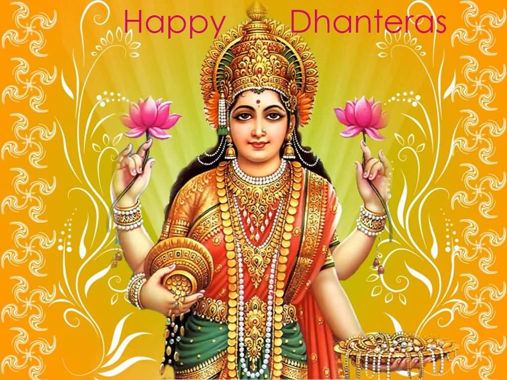 Happy Dhanteras Goddess Lakshmi Greeting Card - Maa Laxmi Full Hd - HD Wallpaper 