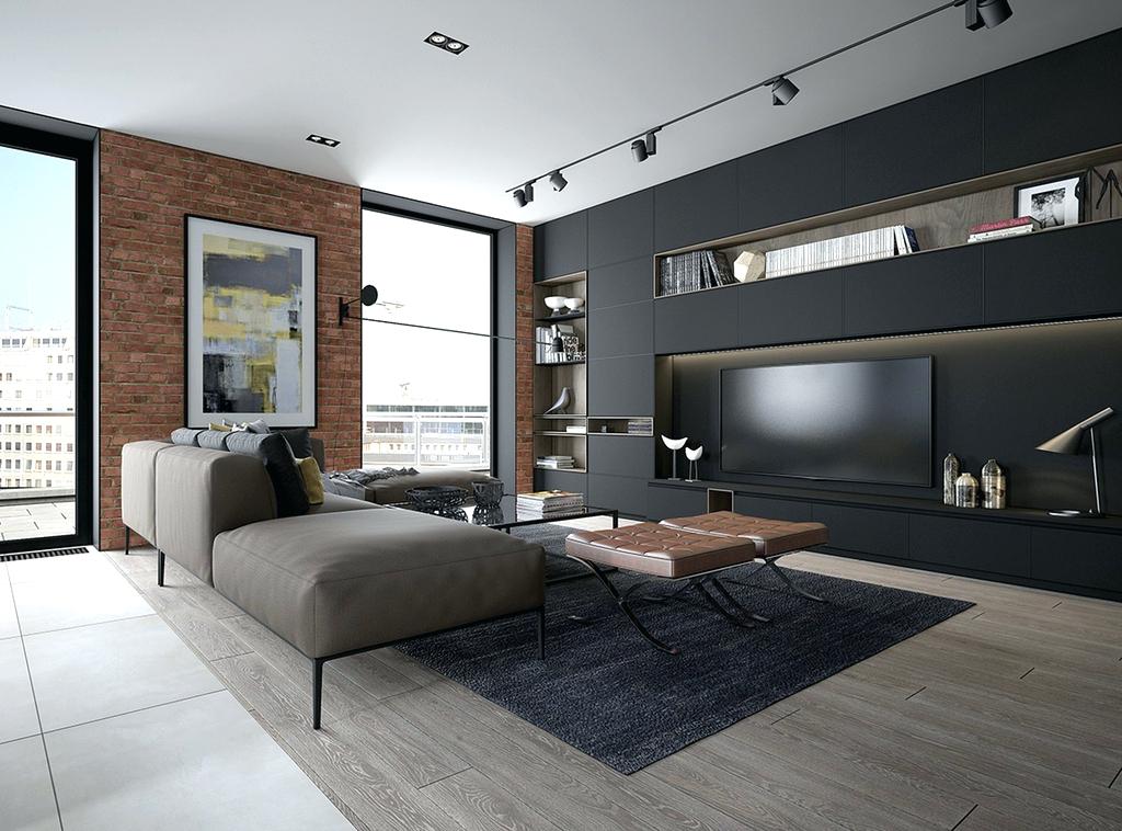 Grey Modern Living Room - HD Wallpaper 