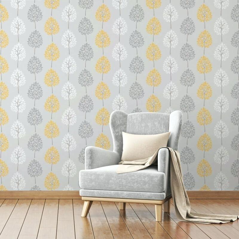 Kitchen Wallpaper Uk A Colourful Shimmering Wallpaper - Yellow And Grey Wall Paper - HD Wallpaper 