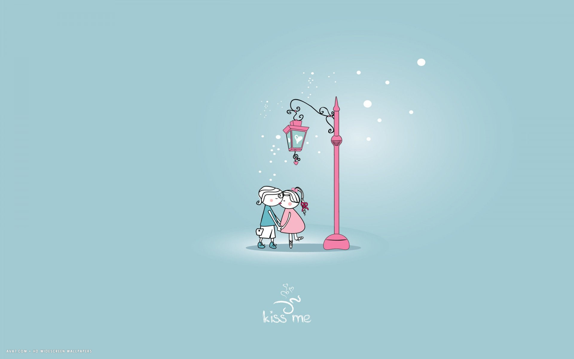 Romantic Kiss Me Anime Love Couple Street Lamp Hd Widescreen - Animated Wallpaper Valentines Day - HD Wallpaper 