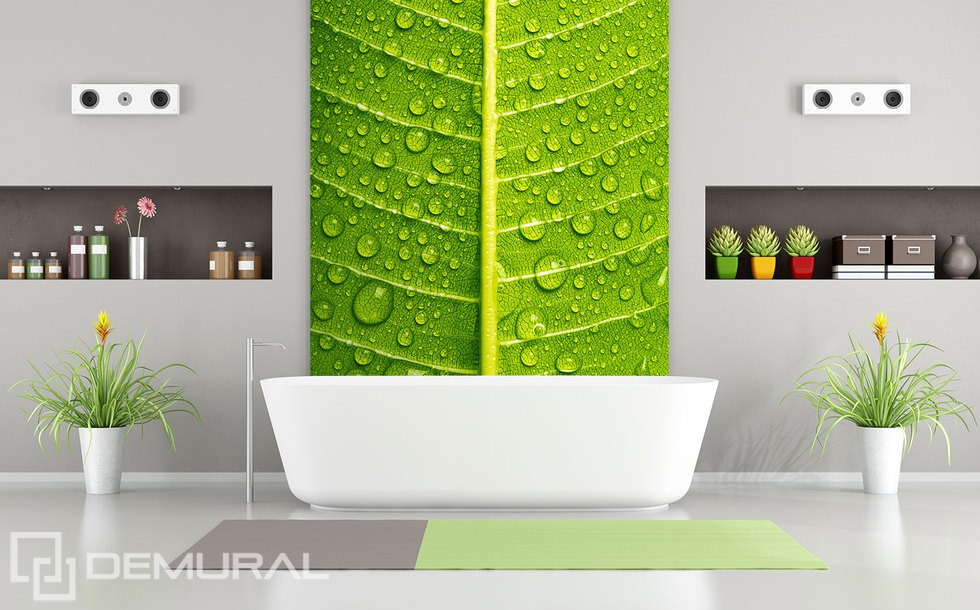 Green, Intimate Close-ups Bathroom Wallpaper Mural - Mural Bathroom Wall Papers - HD Wallpaper 