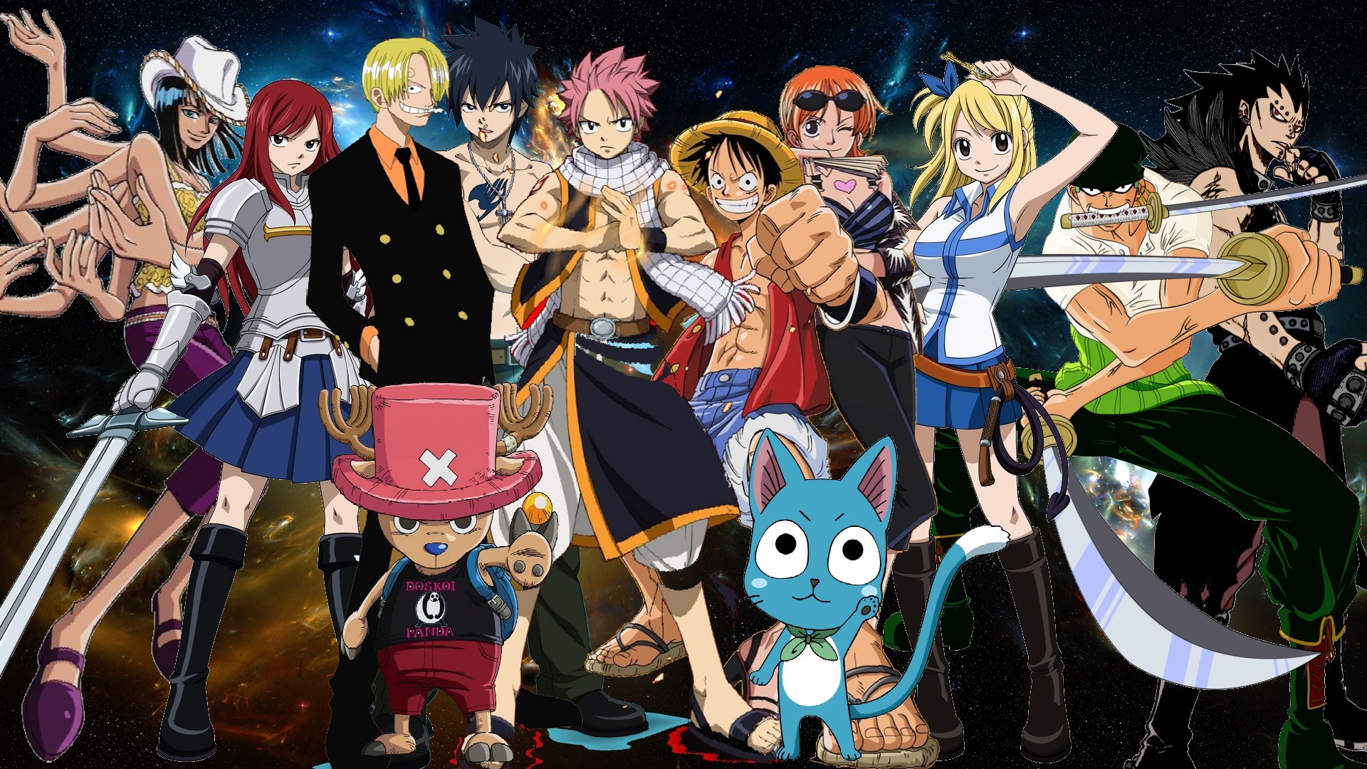 One Piece And Fairy Tail - HD Wallpaper 