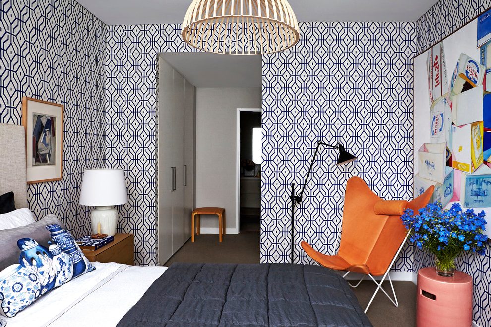Interesting Wallpapers Bedroom Contemporary With Orange - Wallpaper - HD Wallpaper 