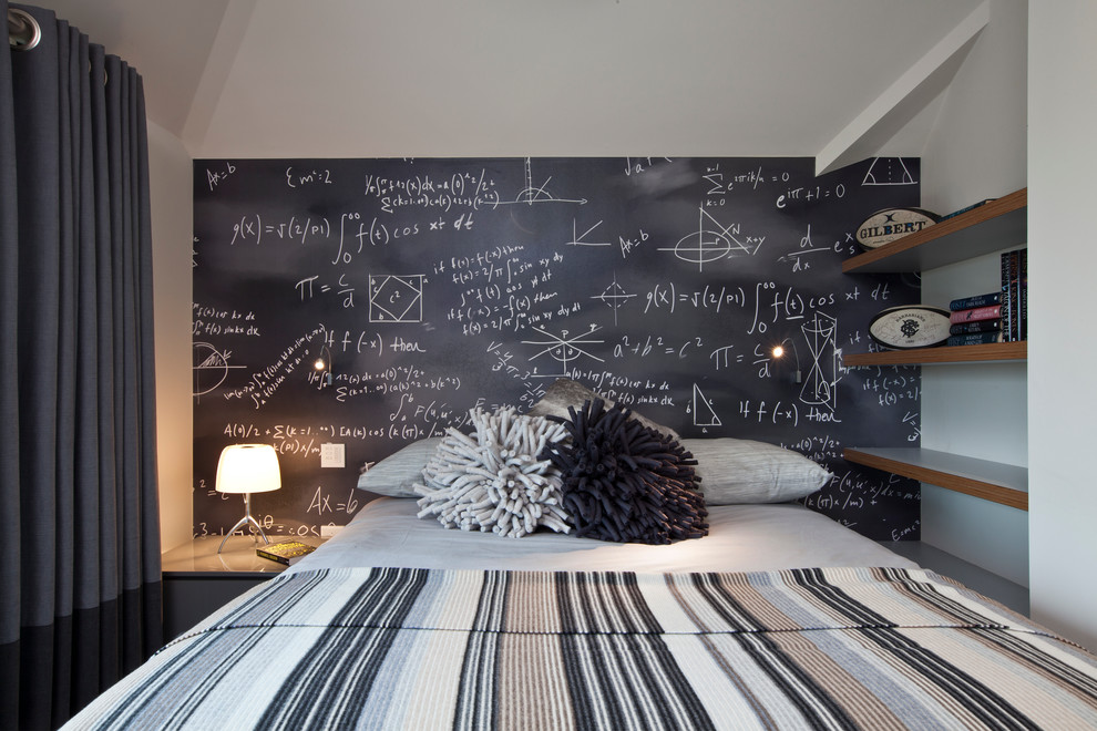 Paint Color Ideas Black And Grey Bedroom And Bedroom - Space Themed Dorm Room - HD Wallpaper 