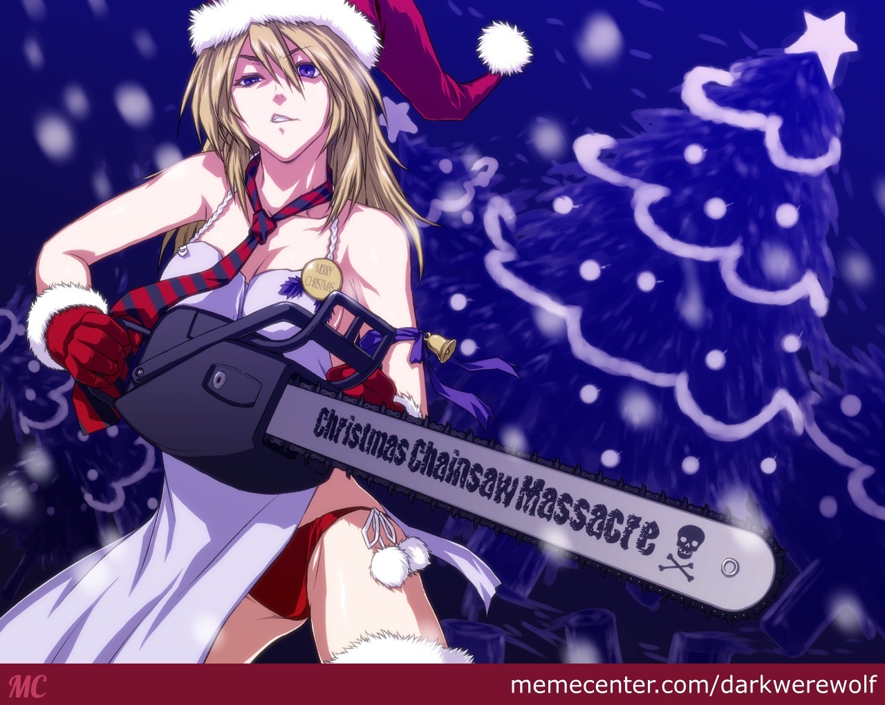 Anime Badass Girl Christmas - HD Wallpaper 