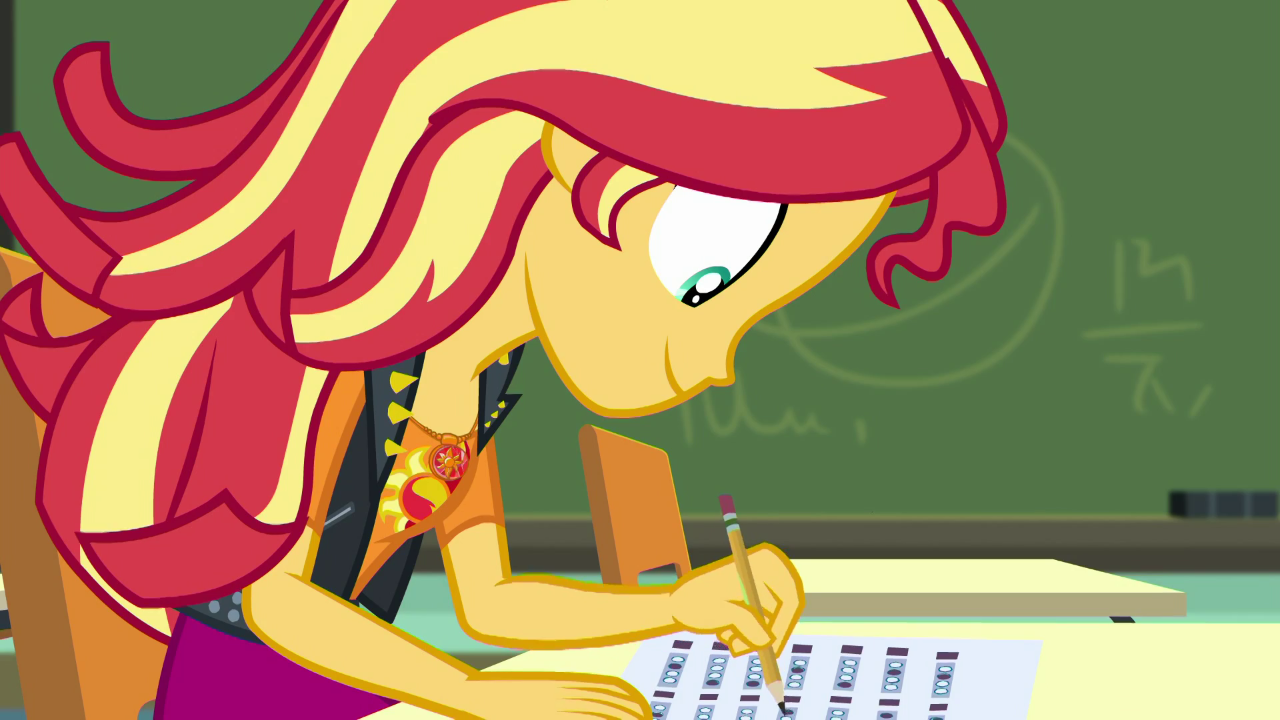 Sunset Shimmer Taking Her Final Exam Egds6 - Cartoon - HD Wallpaper 